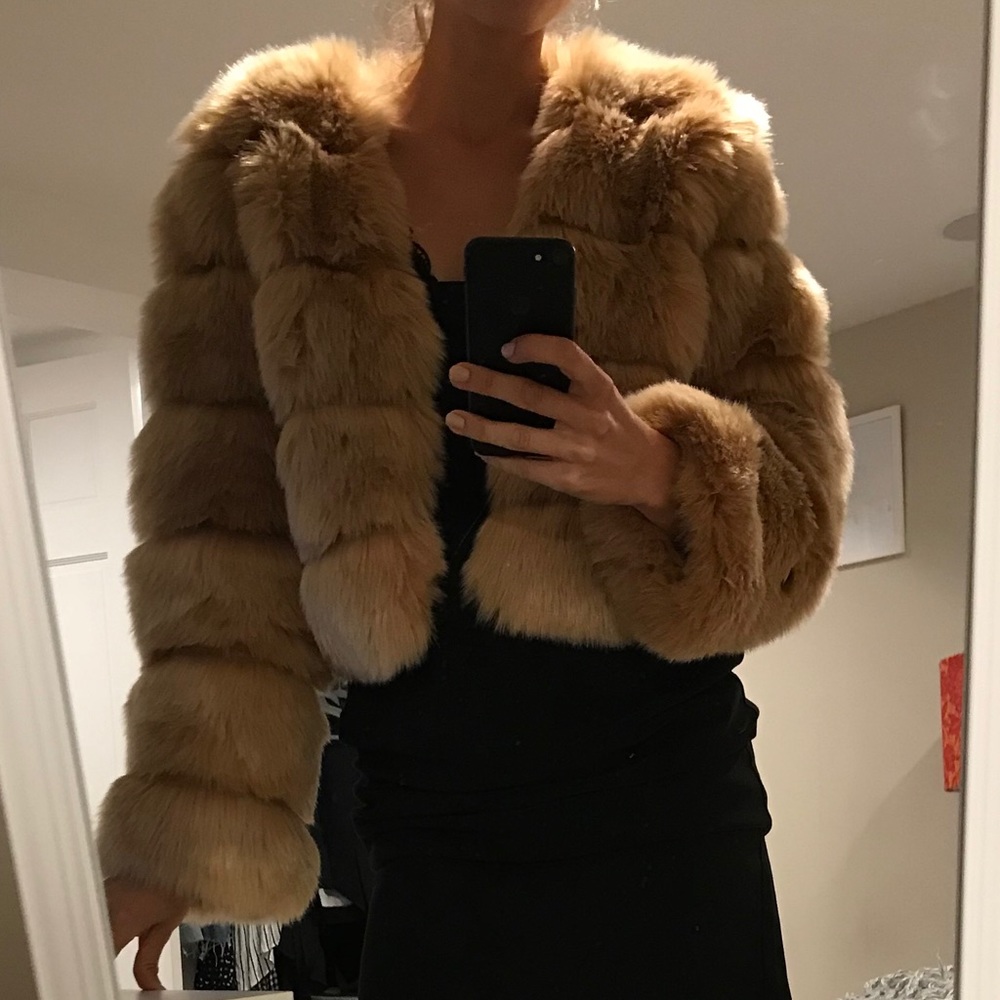 Fluffy cropped fur jacket